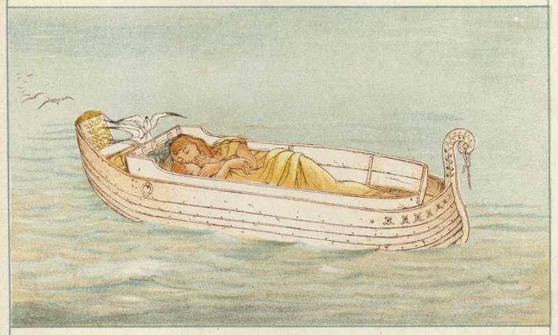 Danaé et Persée (lithographie en couleur) - Thomas Ralph Spence