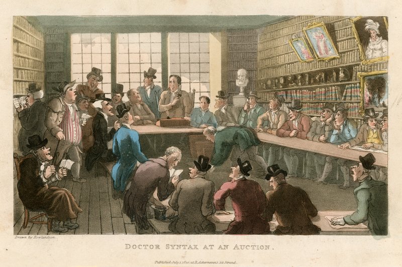 Docteur Syntax à une vente aux enchères - Thomas Rowlandson