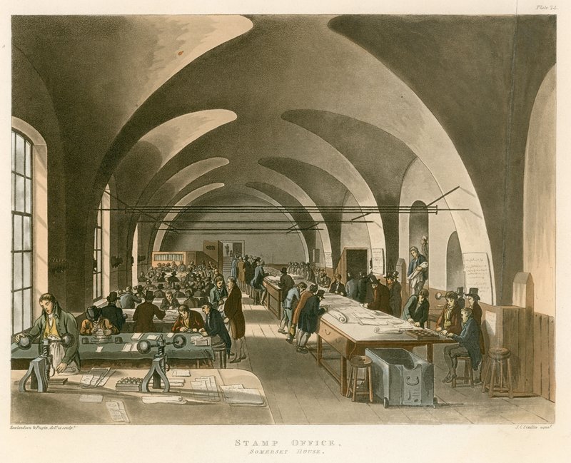 Bureau des timbres, Somerset House, Strand, Londres - Thomas Rowlandson