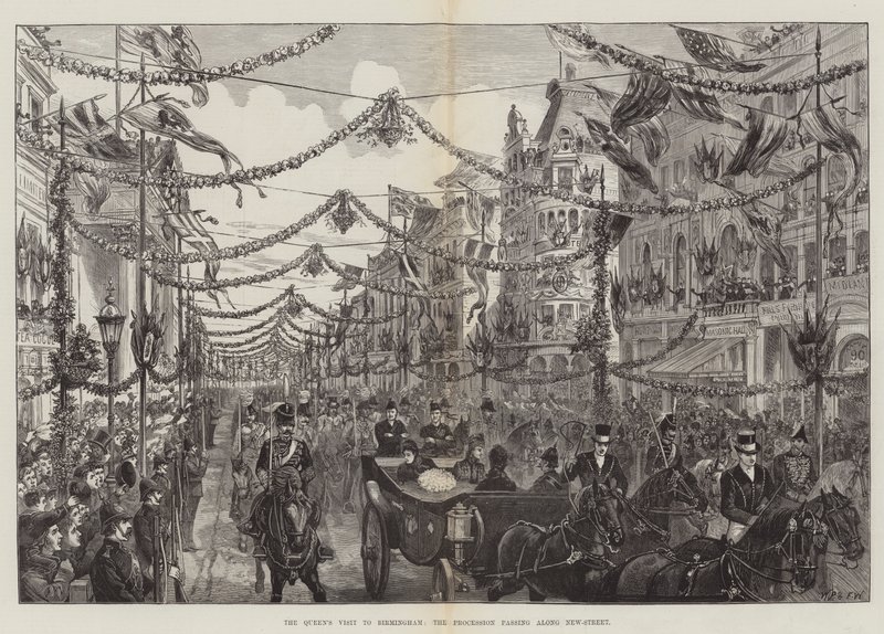 La visite de la reine à Birmingham, le cortège passant par New-Street - Walter Paget