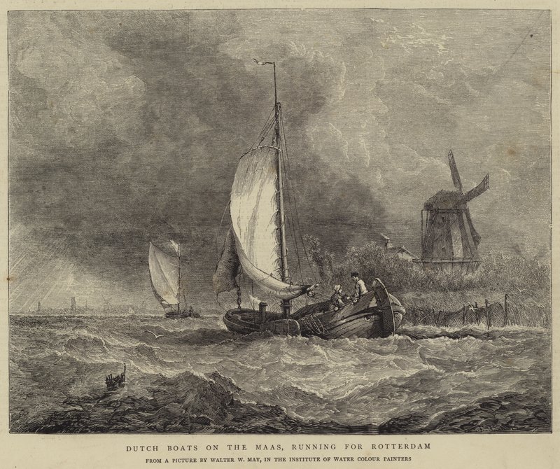Bateaux hollandais sur la Meuse, en route pour Rotterdam - Walter William May