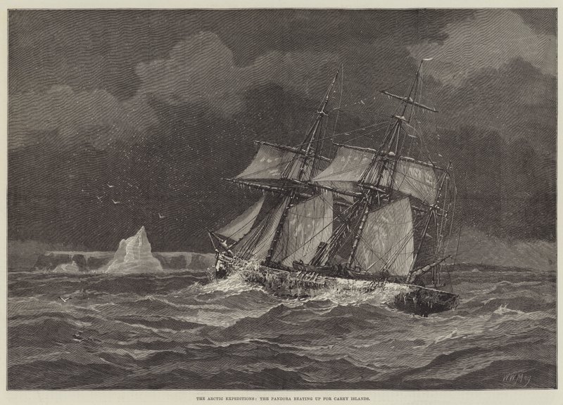 Les expéditions arctiques, le Pandora battant pour les îles Carey - Walter William May