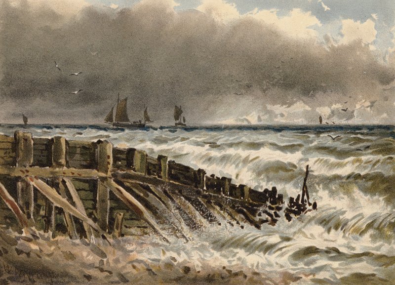 Vieille digue à Hastings - Walter William May