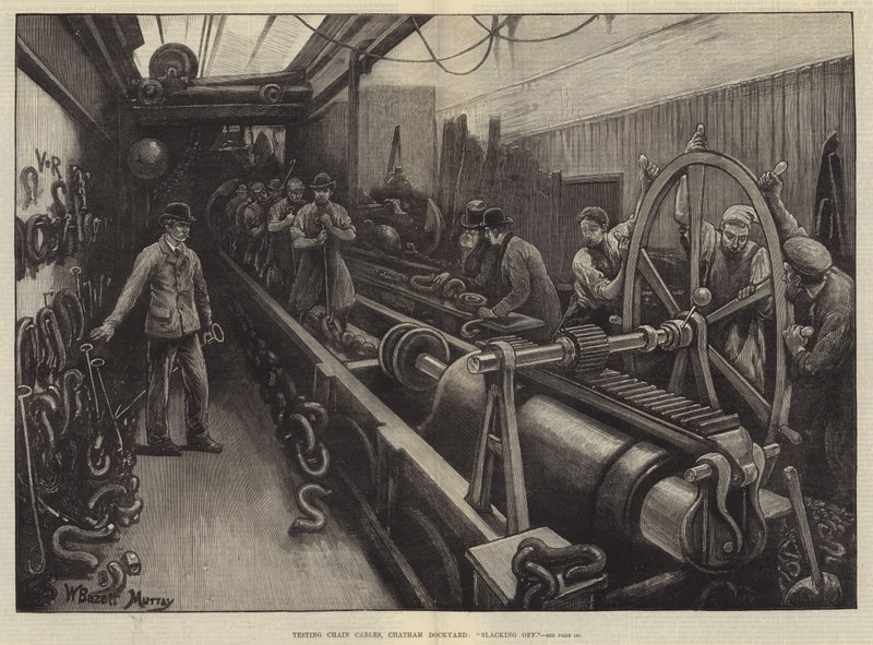 Test des chaînes de câbles, chantier naval de Chatham, relâchement - William Bazett Murray