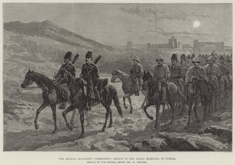 La Commission des frontières afghanes, marche au petit matin, en Perse - William Crimea Simpson