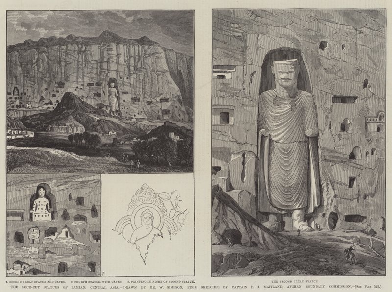 Les statues taillées dans la roche de Bamiyan, Asie centrale - William Crimea Simpson