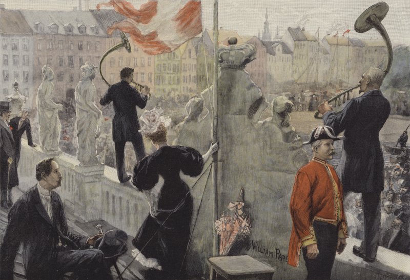 Trompettistes sur le toit du Musée ethnographique de Copenhague le jour de la Saint-Jean - William Friedrich Georg Pape