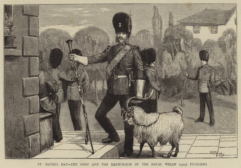 Jour de la Saint-David, la chèvre et le tambour-major des Royal Welsh (23e) Fusiliers - William III Bromley