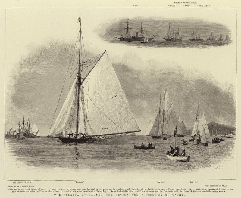 La régate à Cannes, la revue et la procession des yachts - William Lionel Wyllie