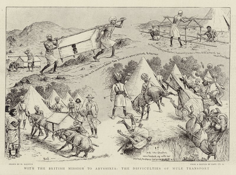 Avec la Mission Britannique en Abyssinie, les Difficultés du Transport de Mules - William Ralston