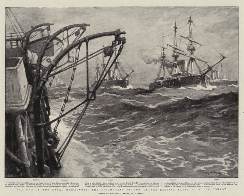 La fin des manœuvres navales, le retour triomphal de la flotte de réserve avec le convoi - William T. Maud