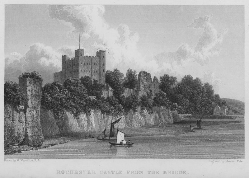 Château de Rochester, depuis le pont - William (after) Westall