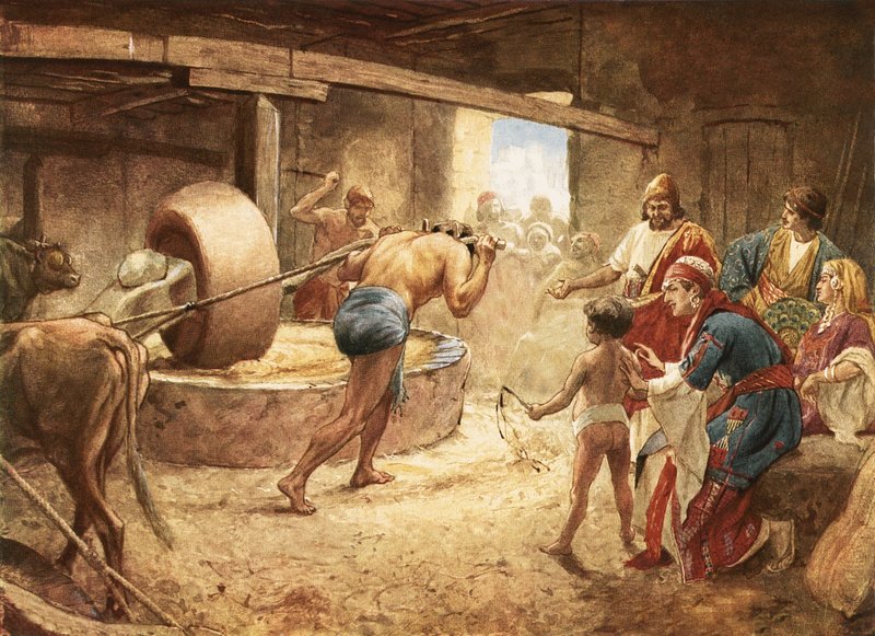 Samson broyant en prison à Gaza - William Brassey Hole