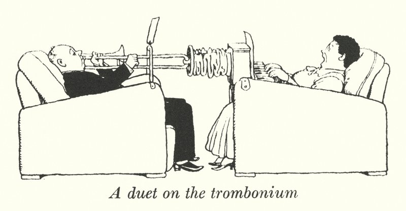 Un duo sur le trombonium (lithographie) - William Heath Robinson