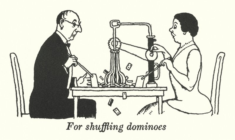 Pour mélanger les dominos (lithographie) - William Heath Robinson