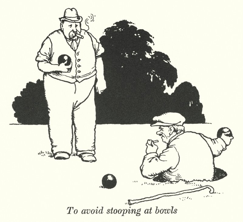 Pour éviter de se pencher aux boules (lithographie) - William Heath Robinson