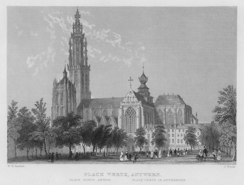 Place Verte, Anvers (gravure) - William Henry Bartlett