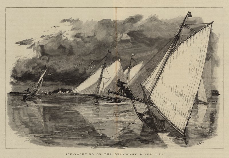 Navigation sur glace sur le fleuve Delaware, USA - William Lionel Wyllie