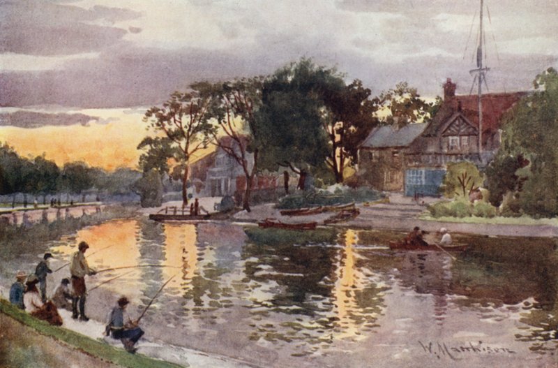 Bateaux universitaires sur le Cam, coucher de soleil - William Matthison