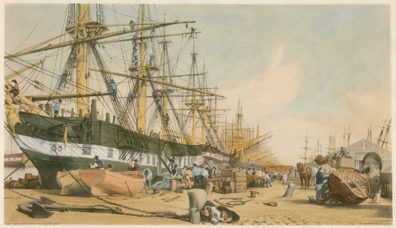 Docks des Indes occidentales, depuis le sud-est - William Parrott