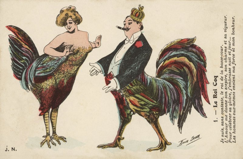 Couple avec des plumes de poulet - Xavier Sager