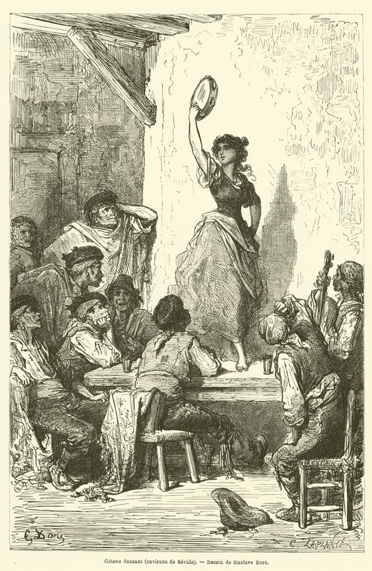 Gitane dansant, environs de Séville - Gustave after Dore
