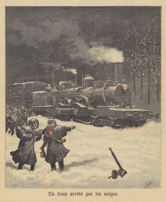 Un train arrêté par la neige - after Henri Meyer
