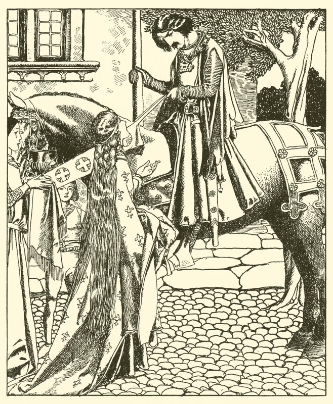 Sir Launcelot et Elouise la Belle - after Howard Pyle