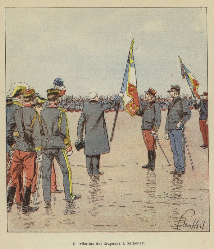 Distribution des drapeaux à Sathonay - after Louis Charles Bombled