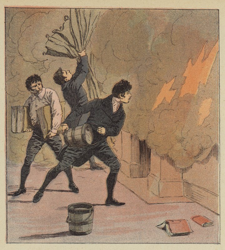 Incendie à Longwood - after Louis Charles Bombled