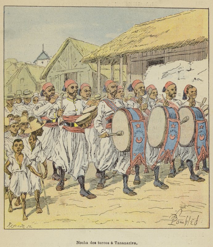 Nouba des turcos à Tananarive - after Louis Charles Bombled