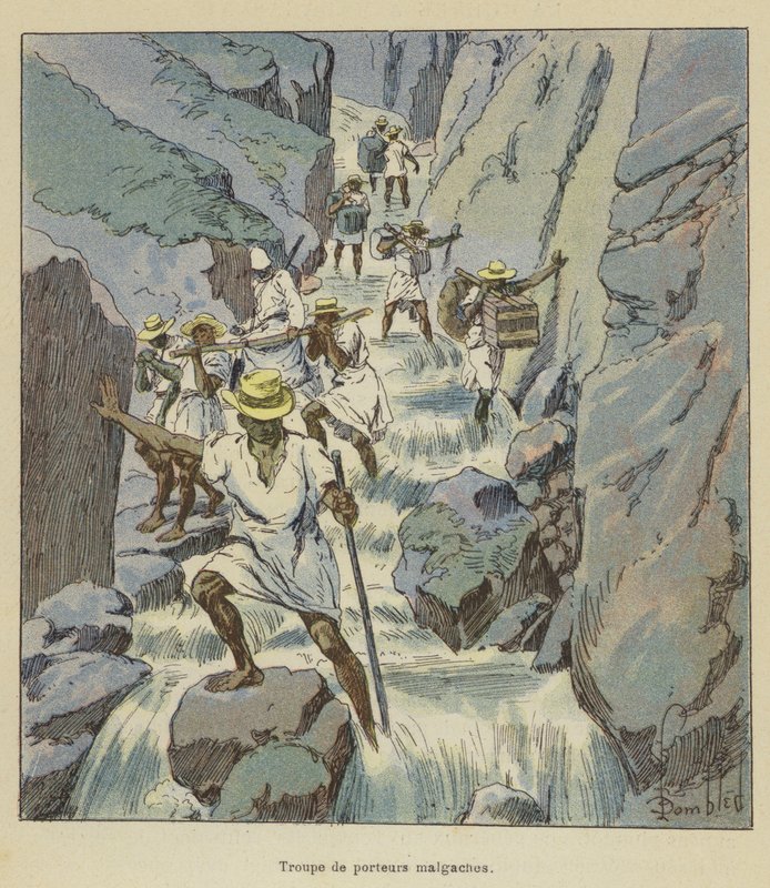 Troupe de porteurs malgaches - after Louis Charles Bombled