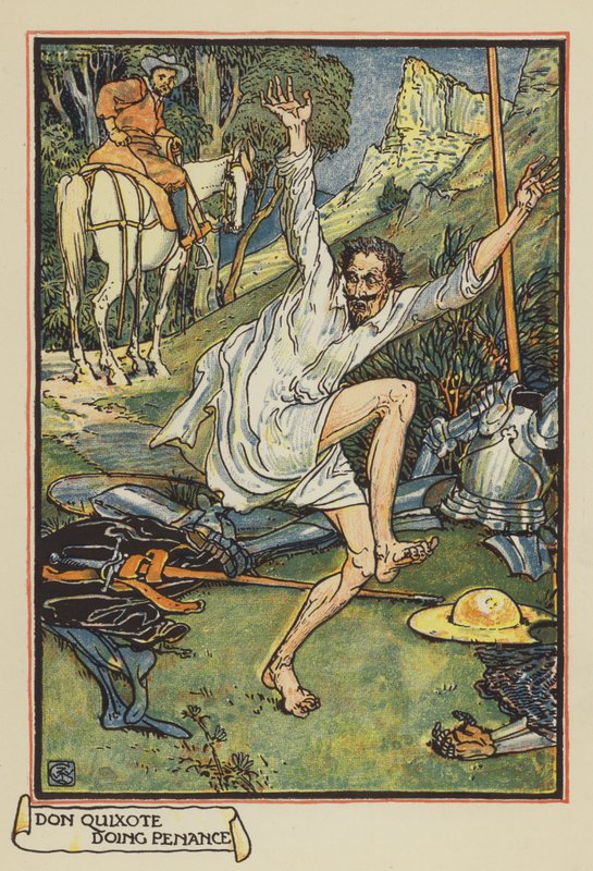 Don Quichotte faisant pénitence - after Walter Crane